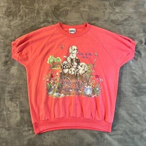 Red Kids Shirt with Puppy Print